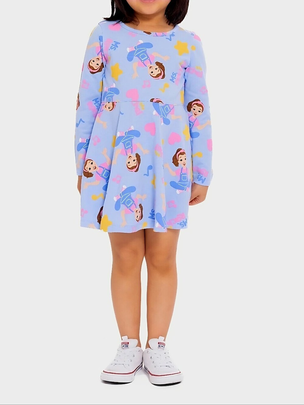 New Netflix Ms. Rachel Toddler Girls Print Dress with Long Sleeves Size 4t Or 5t